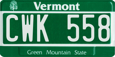 VT license plate CWK558