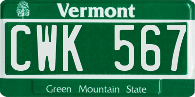 VT license plate CWK567