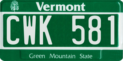 VT license plate CWK581