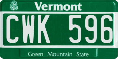 VT license plate CWK596