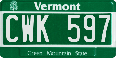 VT license plate CWK597