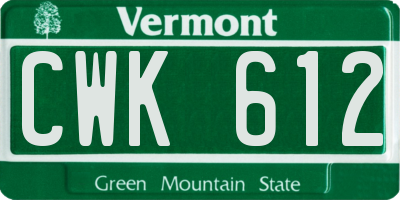 VT license plate CWK612