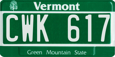 VT license plate CWK617