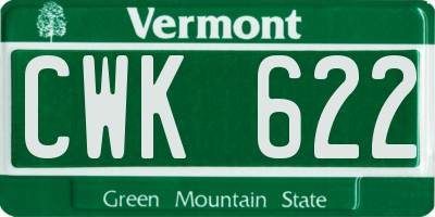 VT license plate CWK622