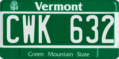 VT license plate CWK632