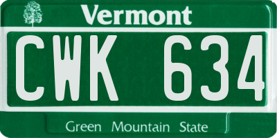 VT license plate CWK634