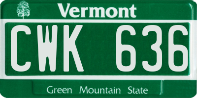 VT license plate CWK636