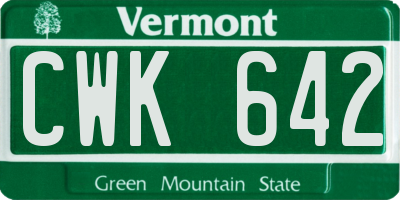 VT license plate CWK642