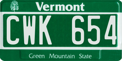 VT license plate CWK654