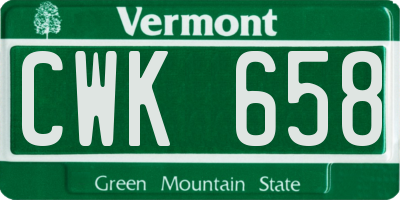 VT license plate CWK658