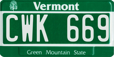 VT license plate CWK669