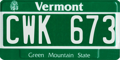 VT license plate CWK673