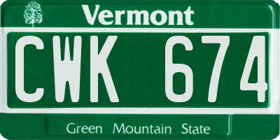 VT license plate CWK674