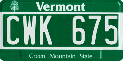 VT license plate CWK675
