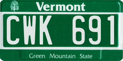 VT license plate CWK691