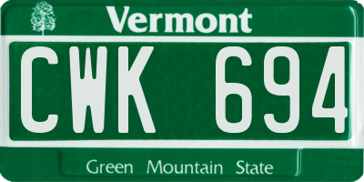 VT license plate CWK694