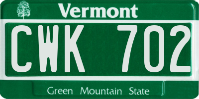 VT license plate CWK702