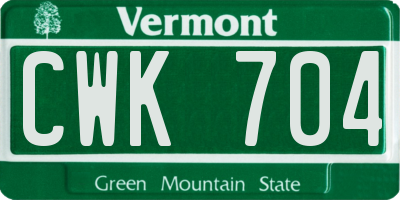 VT license plate CWK704
