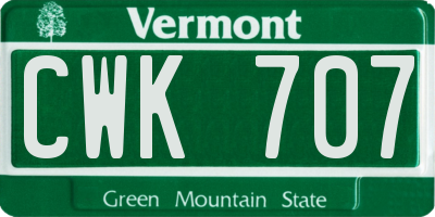 VT license plate CWK707