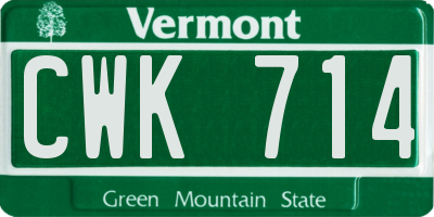 VT license plate CWK714
