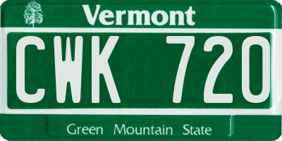 VT license plate CWK720