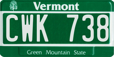 VT license plate CWK738