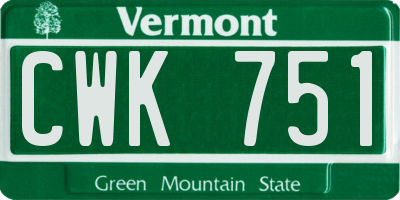 VT license plate CWK751