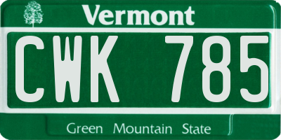 VT license plate CWK785