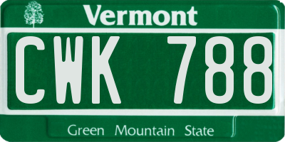 VT license plate CWK788