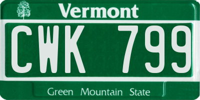 VT license plate CWK799