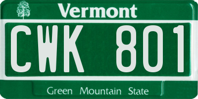 VT license plate CWK801