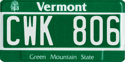 VT license plate CWK806