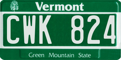 VT license plate CWK824