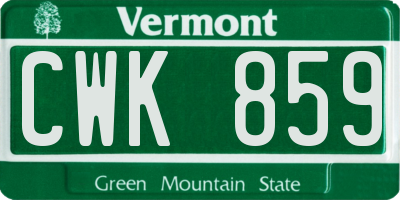 VT license plate CWK859