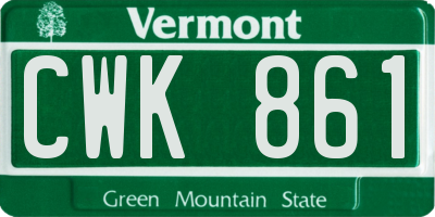 VT license plate CWK861
