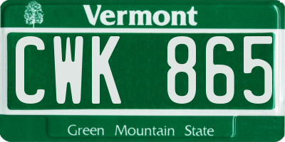 VT license plate CWK865