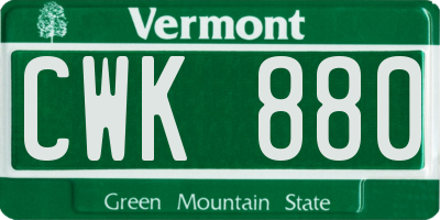 VT license plate CWK880