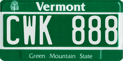 VT license plate CWK888
