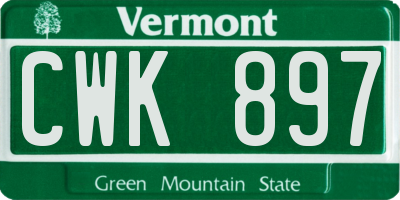 VT license plate CWK897