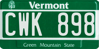 VT license plate CWK898