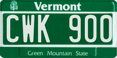 VT license plate CWK900
