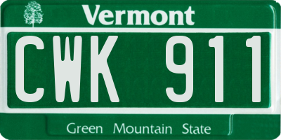VT license plate CWK911