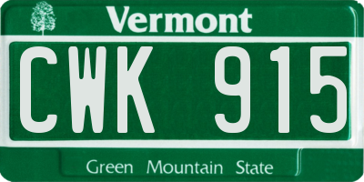 VT license plate CWK915
