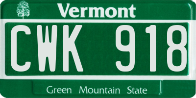 VT license plate CWK918