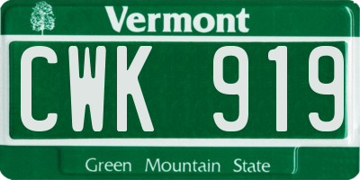 VT license plate CWK919