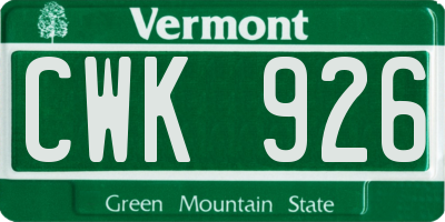 VT license plate CWK926