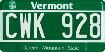 VT license plate CWK928
