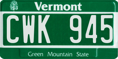 VT license plate CWK945
