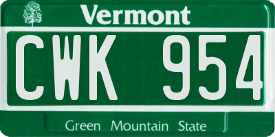 VT license plate CWK954
