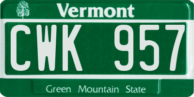 VT license plate CWK957